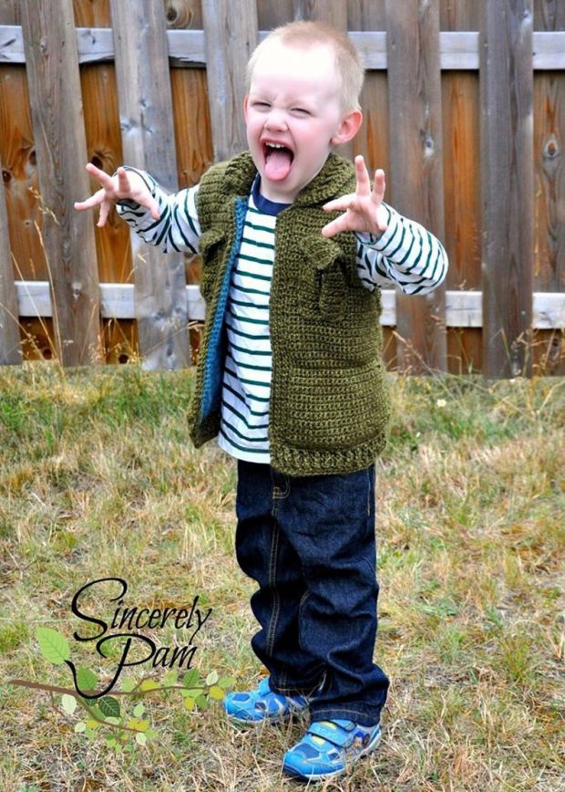 unisex with hood Toddler Boy Crochet Vest Pattern