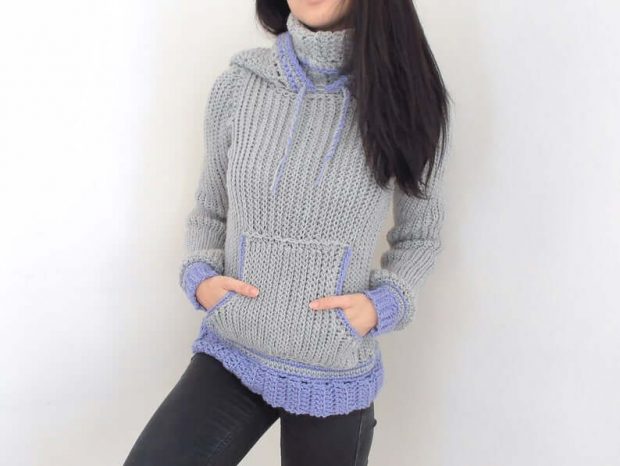 Crochet Cowl Neck Hoodie Pattern By TCDDIY