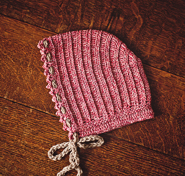 Knit-look Baby Bonnet Crochet Pattern By monpetitviolon