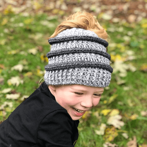 Cadence Messy Bun Hat Crochet Pattern by Crown Country Crochet