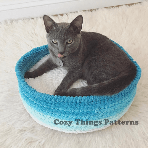 Cozy Cat Bed Crochet Pattern by Cozy Things Patterns