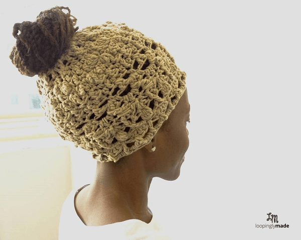 Classic Crochet Messy Bun Hat Pattern by Loopingly Made