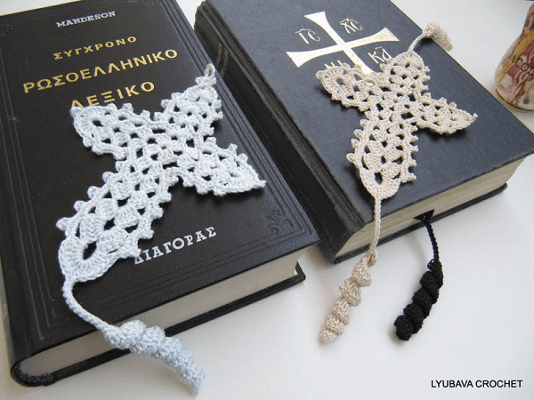 Crochet Cross Bookmark Pattern by Lyubava Crochet