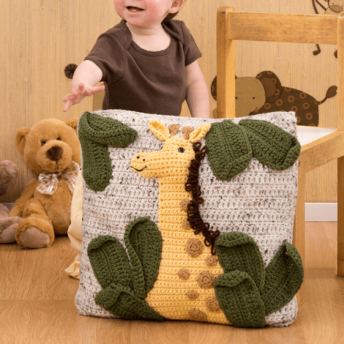 Crochet Giraffe Pillow Pattern by Yarnspirations