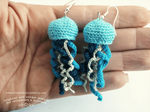 Crochet Jellyfish Earrings Pattern by Crochet Knit Jewelry