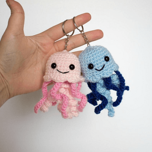 Crochet Jellyfish Key Chain Pattern by The Friendly Red Fox