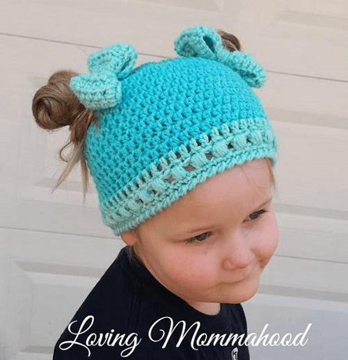 Pigtail Messy Bun Hat Crochet Pattern by Loving Mommahood