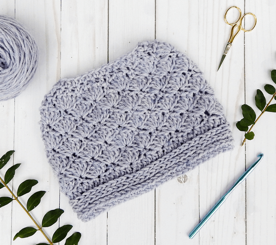 Crochet Seashore Messy Bun Hat Pattern by Simply Collectible Crochet
