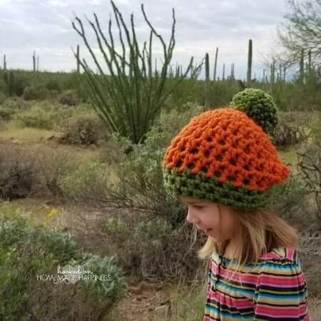 Easy Pumpkin Beanie Crochet Pattern by Hooked Homemade Happy