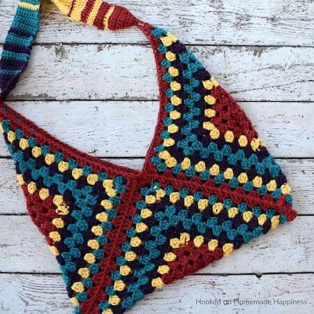 Hippie Sling Bag Crochet Pattern by Hooked Homemade Happy