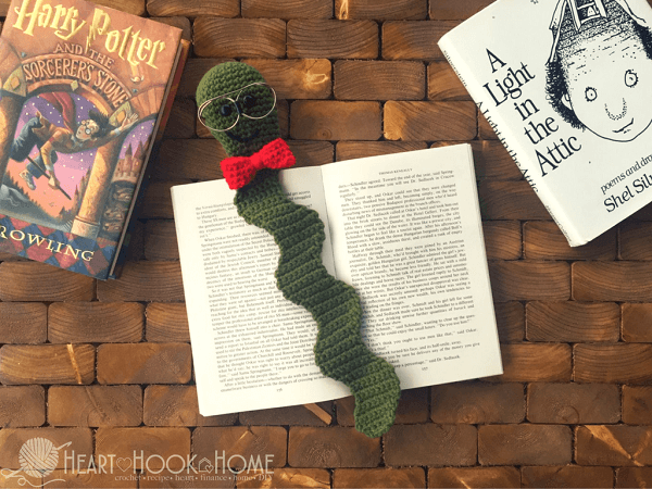 Nerdy Bookworm Bookmark Crochet Pattern by Heart Hook Home