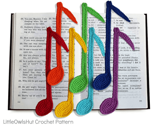 Notes Bookmark Crochet Pattern by Little Owls Hut