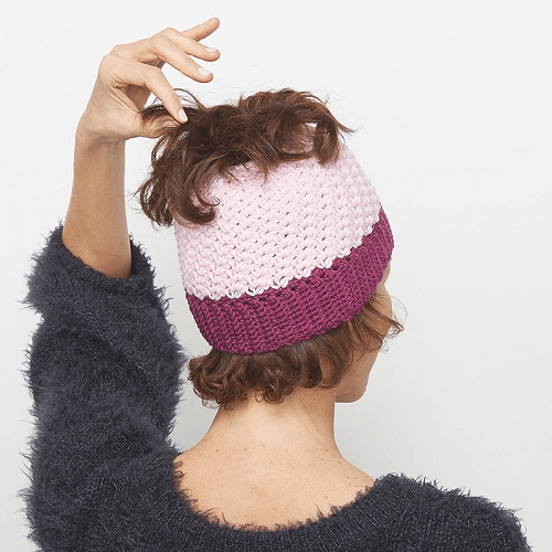 Pretty Pink Messy Bun Hat Crochet Pattern by Simply Collectible Crochet