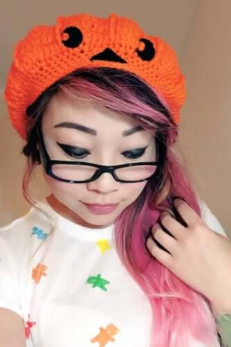 Pumpkin Jack-o-lantern Slouchy Beret Hat Crochet Pattern by Twinkie Chan