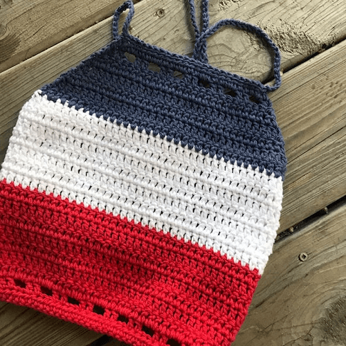 Striped Halter Top Crochet Pattern by Hooked Hazel
