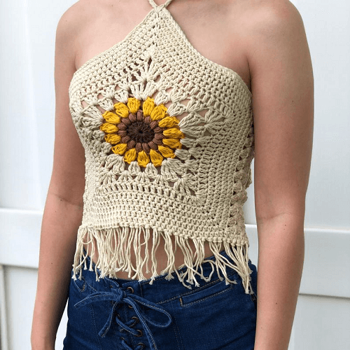 moeder Vaag Dijk crochet granny square halter top pattern het doel ...