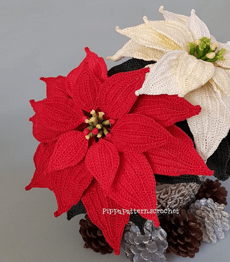 Crochet Christmas Poinsettia Pattern by Pippa Patterns Crochet