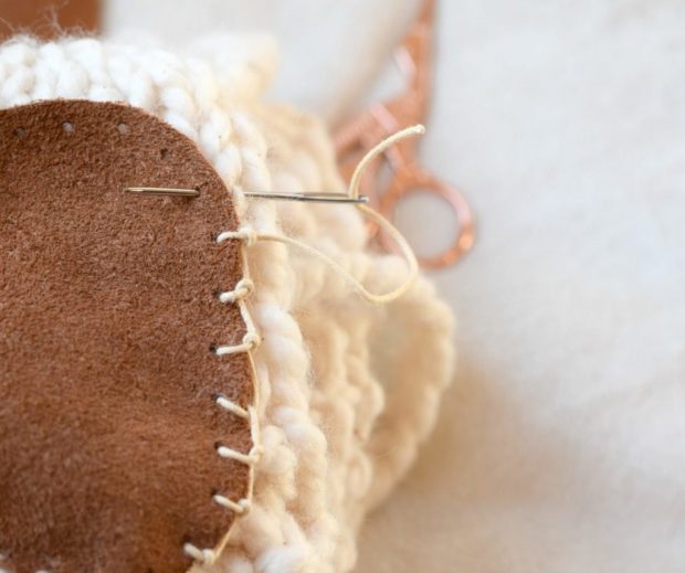 Outdoor Soles for Crochet Shoes using leather using suede
