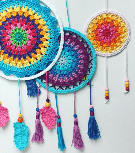 Colorful Dream Catchers Crochet Pattern by Elealinda Design