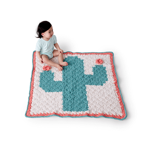 Corner To Corner Crochet Cactus Blanket by Yarnspirations