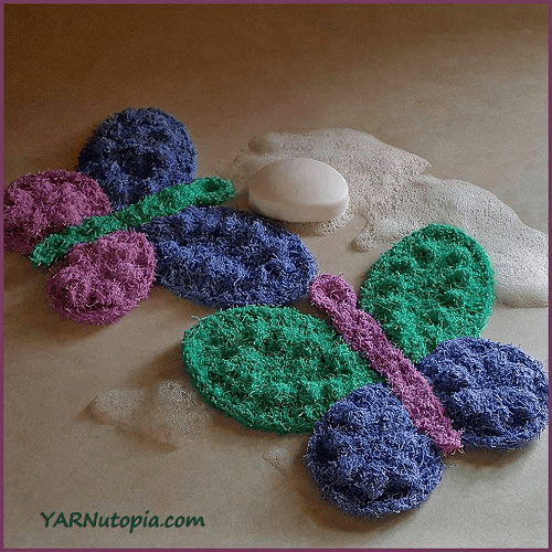 Crochet Butterfly Scrubbies Pattern by Yarnutopia