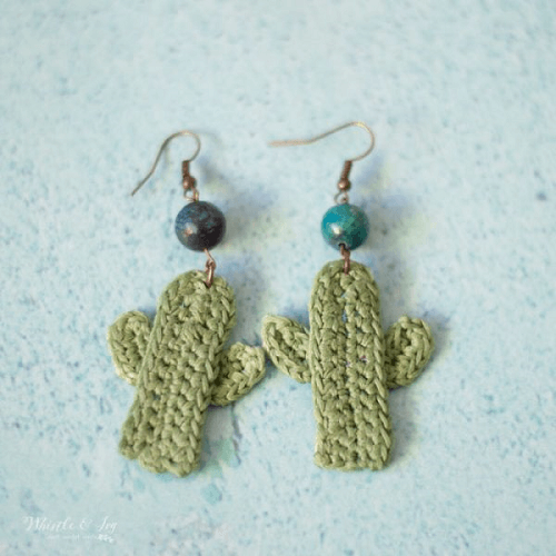 Crochet Cactus Earrings Pattern by Whistle And Ivy