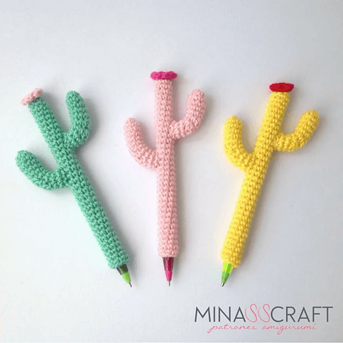 Cactus Pen And Pencil Cozy Pattern by Yazmina Nieblas