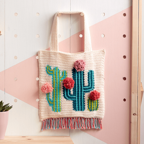 Crochet Cactus Tote Pattern by Yarnspirations