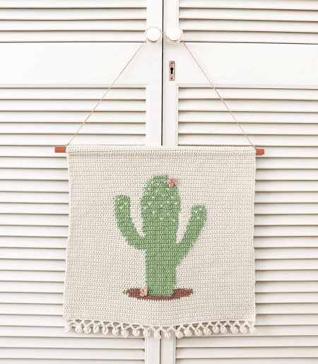 Crochet Cactus Wall Hanging Pattern by Thores By Cotttage