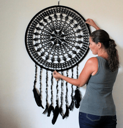 Crochet Diamond Hanging Dreamcatcher Pattern by Addicted 2 The Hook