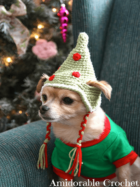 Crochet Dog Elf Hat Pattern by Amidorable Crochet