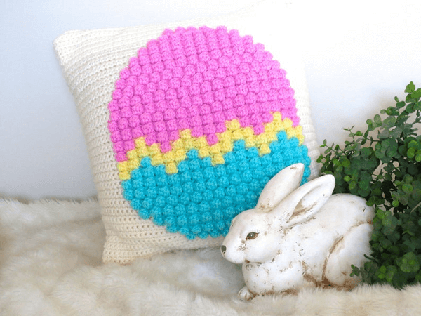 Crochet Easter Egg Pillow Pattern by Seacliffe Cottage