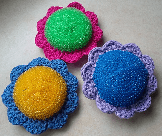 Crochet Flower Scrubbie Pattern by Wren Couture