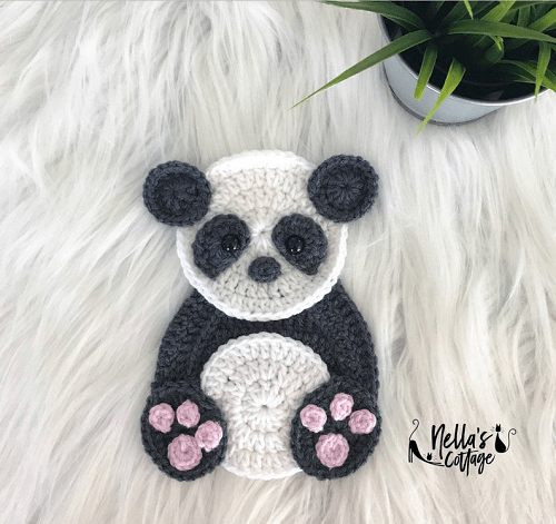 Crochet Panda Applique Pattern by Nella's Cottage