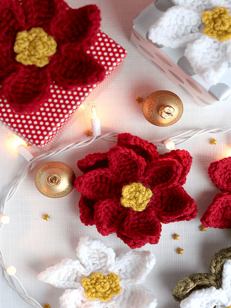 Crochet Poinsettia Flower Pattern by Grateful Prayer Thankful Heart
