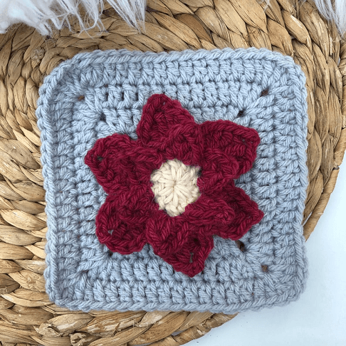 Crochet Poinsettia Granny Square Pattern by Sweet Sharna