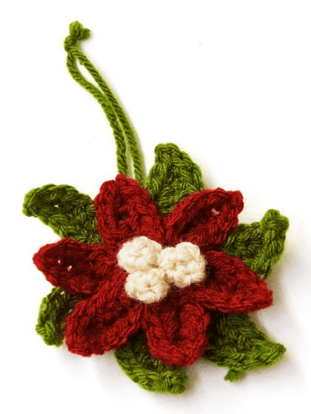 Crochet Poinsettia Ornament Pattern by Lion Brand Yarn