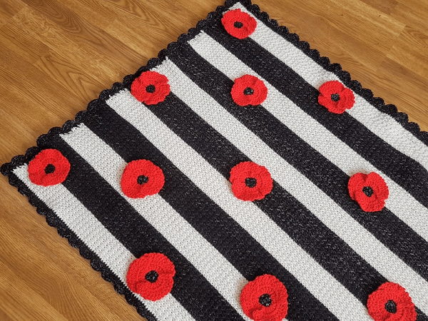 Crochet Poppy Flower Blanket Pattern by Crafting Happiness