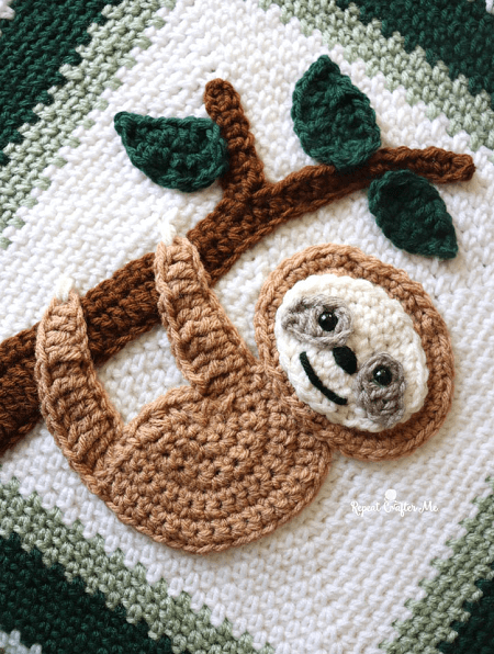 Crochet Sloth Applique Pattern by Repeat Crafter Me