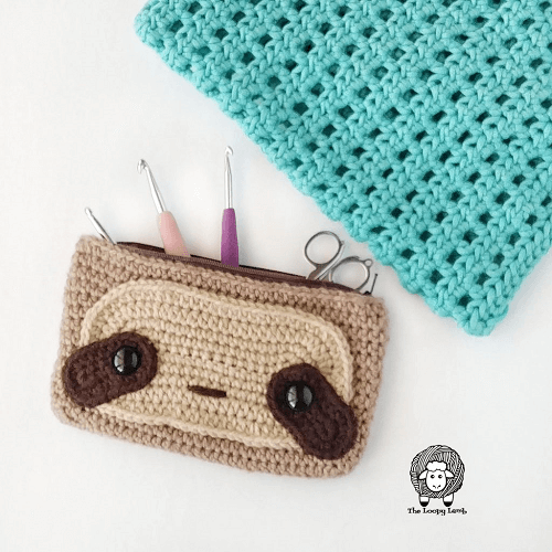 Crochet Sloth Hook Case Pattern by The Loopy Lamb