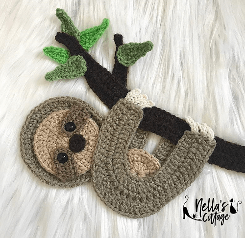 Crochet Sloth Pattern by Nella's Cottage
