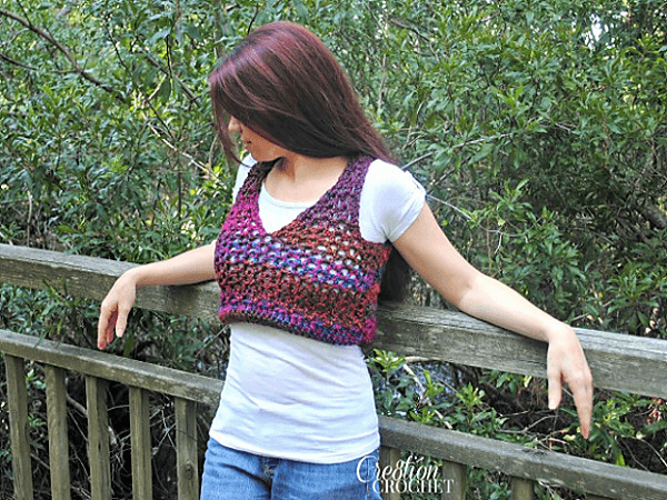 Cropped Vneck Vest Crochet Pattern by Cre8tion Crochet