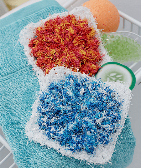 Floral Popcorn Scrubbies Crochet Pattern by Rebecca J. Venton