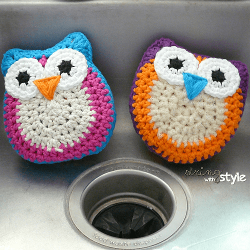 Owl Dish Scrubbie Crochet Pattern by String With Style