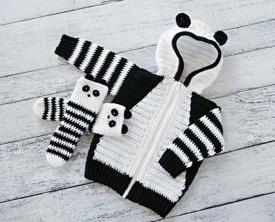 Panda Hoodie And Socks Crochet Pattern by MJ's Off The Hook Designs