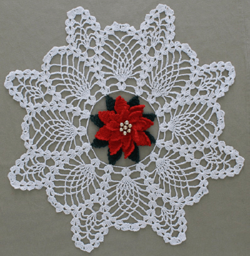 Poinsettia Doily Crochet Pattern by Maggie's Crochet