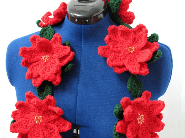 Poinsettia Scarf Crochet Pattern by Donna's Crochet Designs