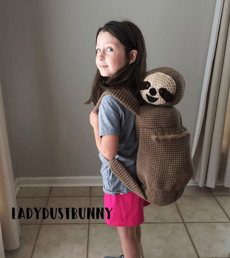 Sloth Backpack Crochet Pattern by Lady Dust Bunny