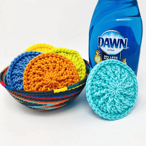 Sunburst Dish Scrubby Crochet Pattern by Bash Yarn Works