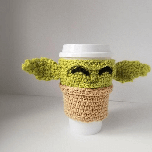 Baby Yoda Cup Cozy Crochet Pattern by Hook And Tink Crochet